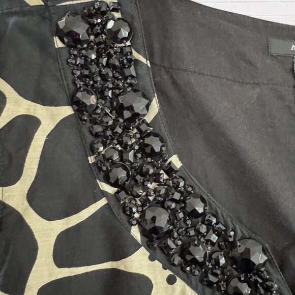 ALFANI Sleeveless Black Tan Big Floral Animal Print Beaded Neckline Dress 16 - Picture 5 of 8